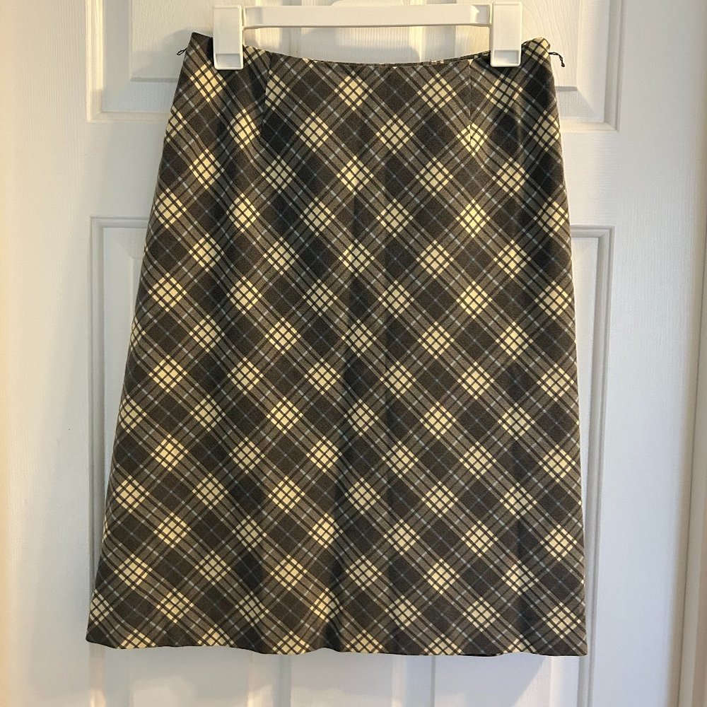 Green Plaid Straight Skirt (size 4)